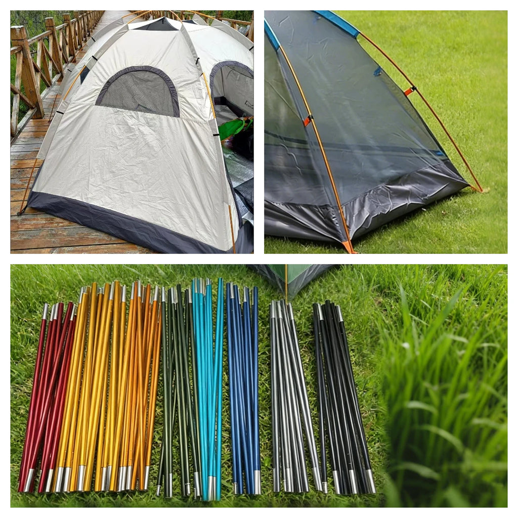 11mm Aluminum Alloy Tent Rods Provide Stable Support for Camping Hiking Tents. Sizes 401cm To 718cm Available. Great Replacement for Worn or Broken Poles.
