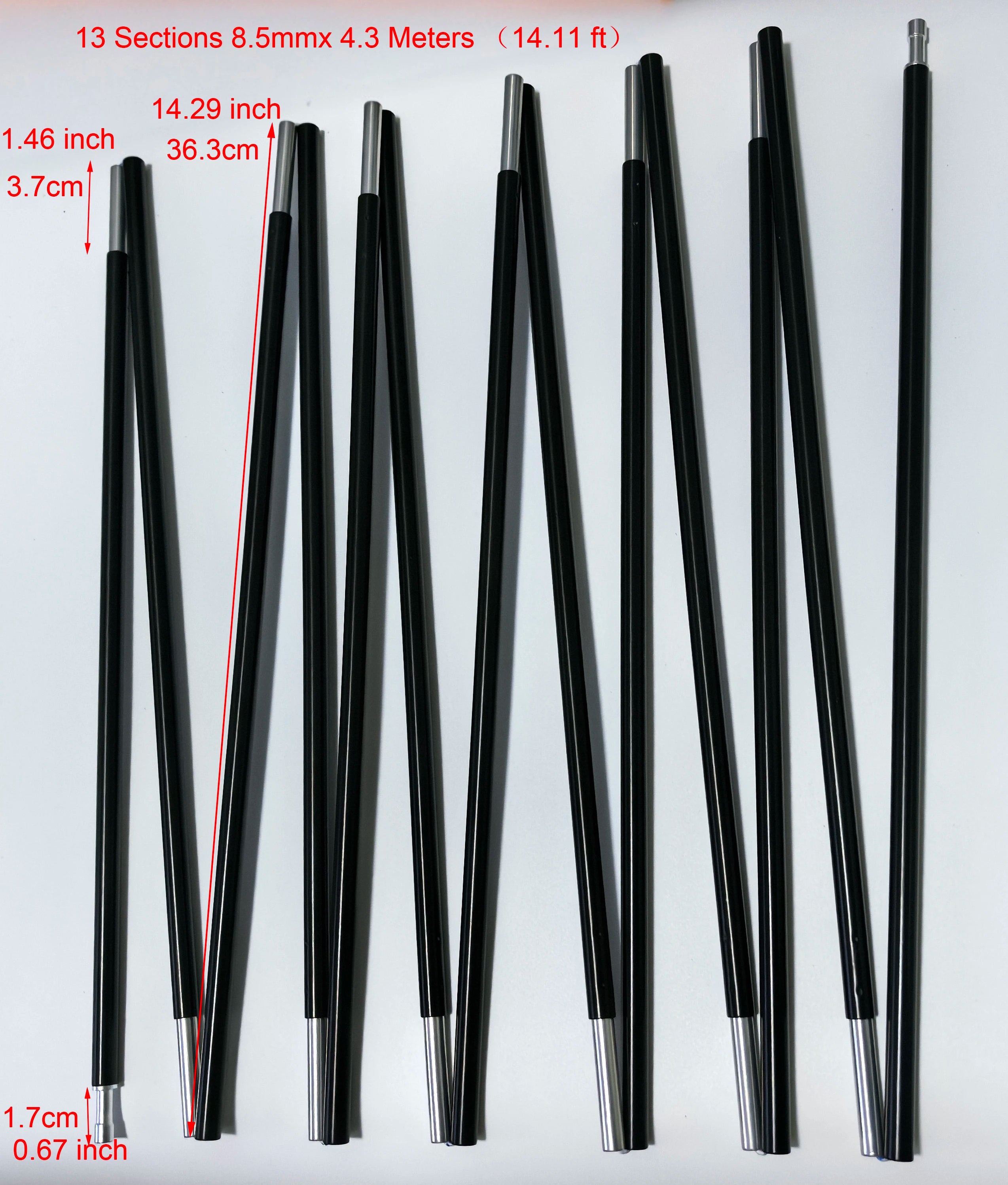 8.5mm 7001 Aluminum Alloy Tent Pole Replacement 8FT -16FT | Lightweight Durable Camping Awning Repair Rod